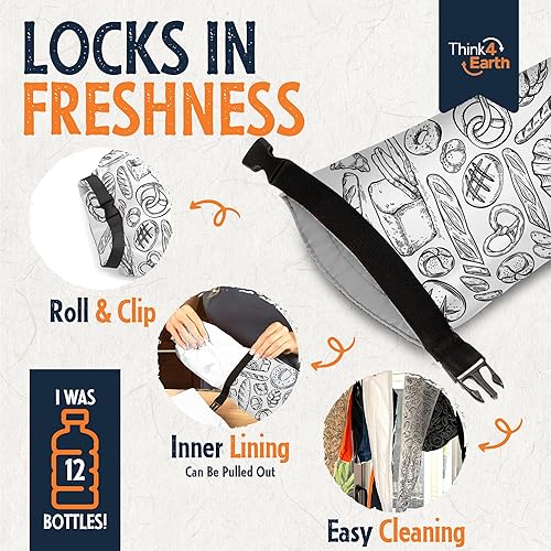 Miniatura 4 de THINK4EARTH - Bolsas grandes para pan y baguette (blanco, bolsa de pan 2 unidades)