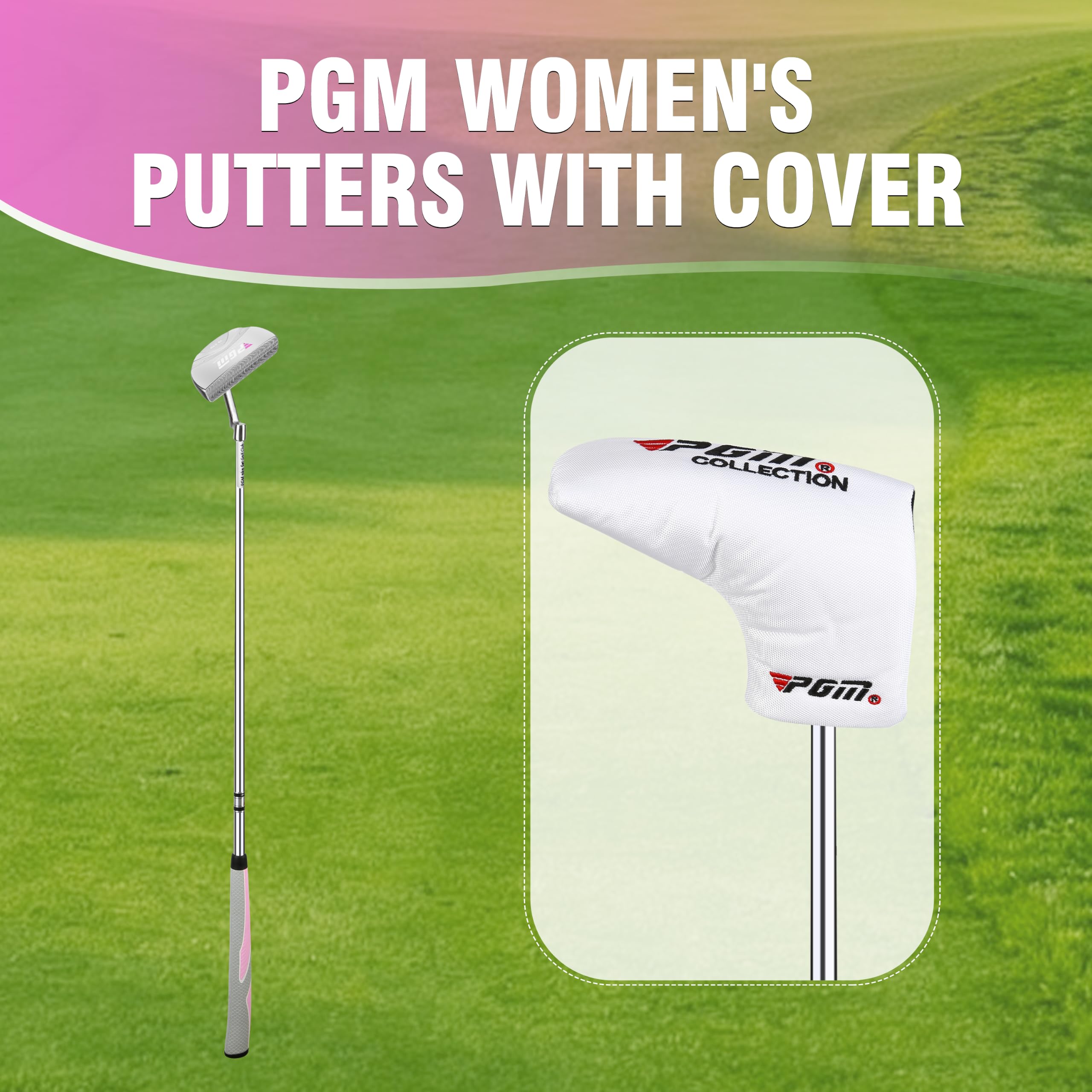 PGM 83.8 cm Golf Putter mit übergroßem Griff, Damen Putter Rechte Hand mit Schlägerhaube
