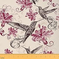 Vista 7 de The Yard - Tela de pájaros coloridos por yarda, diseño de hojas de palma en acuarela tropical, para proyectos de bricolaje en el hogar, tela rústica