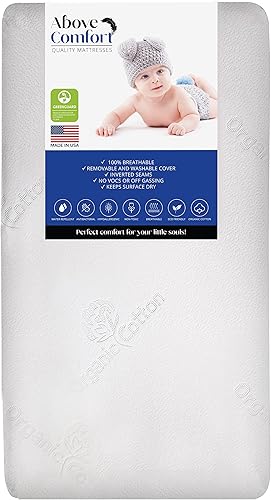 Above Comfort Colchón para niños pequeños, colchón de espuma viscoelástica de lujo para cuna infantil, colchón de 52 x 27.5 x 5 pulgadas, para cama