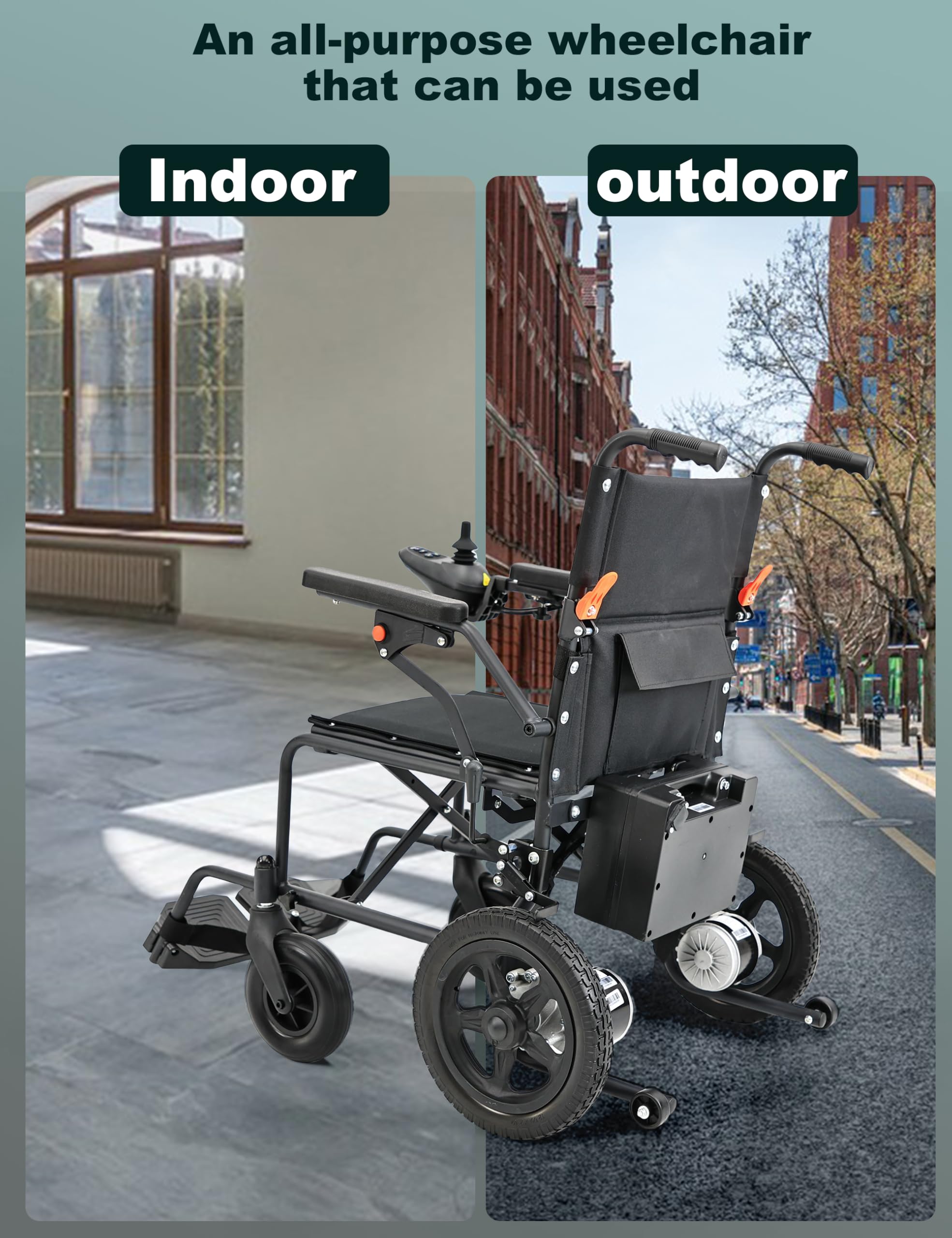 Fauteuil roulant électrique pliable avec sièges plus larges, capacité de poids de 120,2 kg, double moteur de 250 W, portée de 25,5 km, fauteuil roulant électrique léger pour adultes et personnes âgées