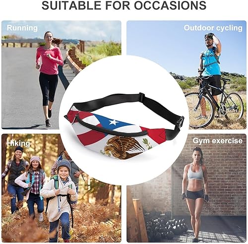Miniatura 3 de Riñonera cruzada con bandera mexicana estadounidense con correa ajustable para hombres y mujeres