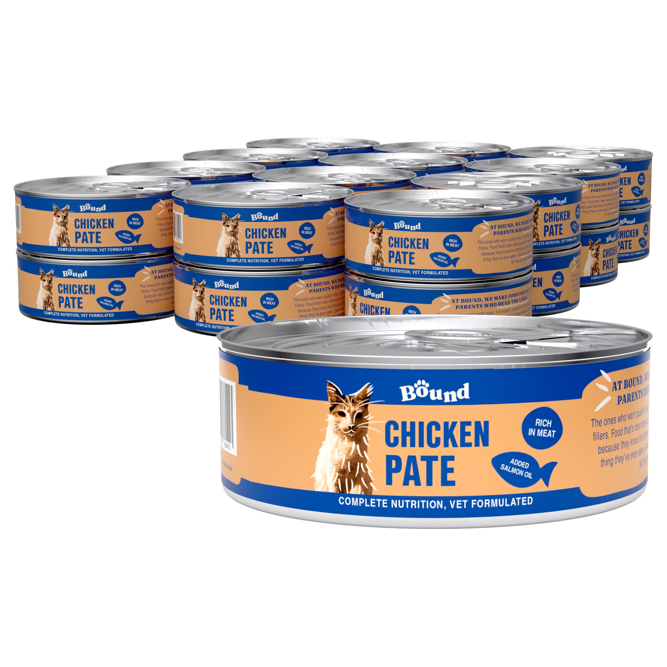 Bound Pets Wet Cat Food: 58% Chicken, Grain-Free, High-Meat, Vet-Developed Wet Cat Food - Chicken Pâté for Cats (18 x 85g cans)