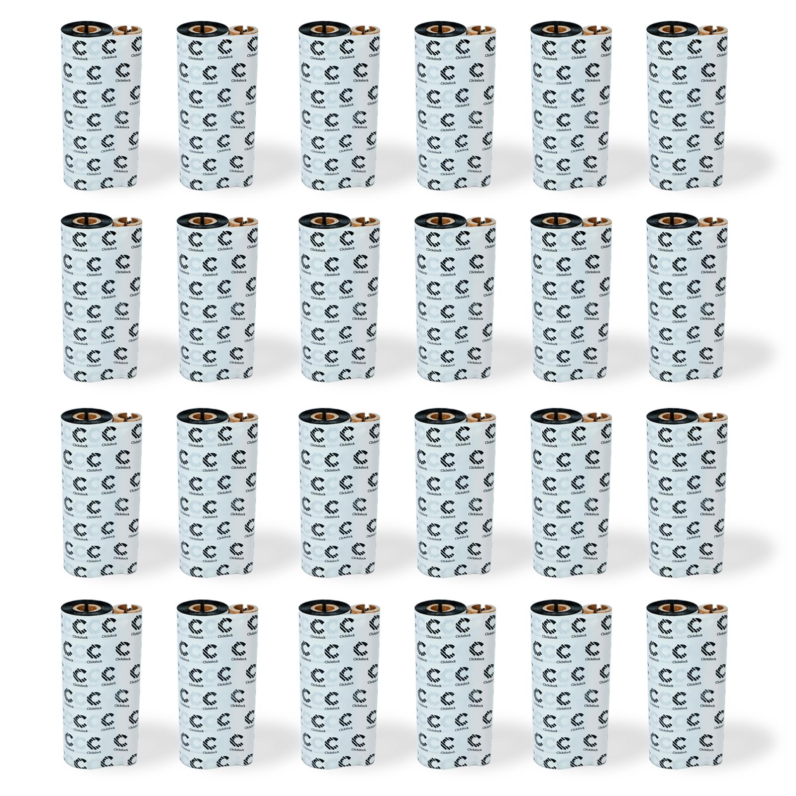 24 rollos de cinta de transferencia térmica de cera mejorada de 110 mm x 74 m, cinta de impresora de etiquetas de código de barras negra de núcleo de 0.5 pulgadas, para impresora de