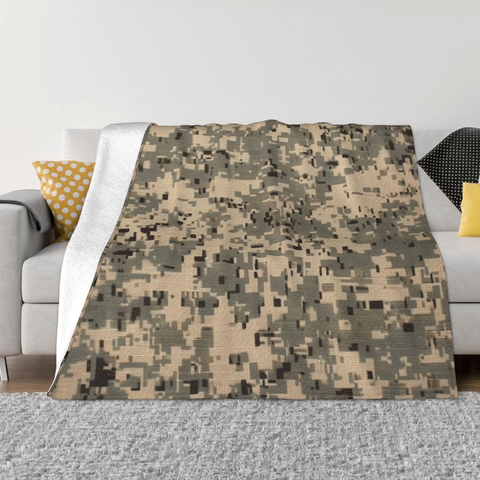 KLOPH Army Digital Camouflage Throw Blanket 60"x50" Flannel Fluffy Warm Blanket for Couch, Reversible Plush Blankets for Bed, Comfy Fuzzy Blanket for Sofa, Plush Lightweight-Blankets for All Season