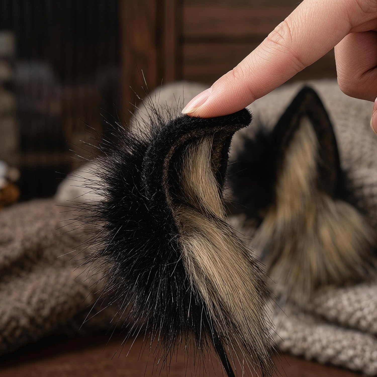 CHOICEONE Fluffy Cat Wolf Ears Headband Animal Costume Accessories for Halloween Cosplay Party Dress Up Fox Hairband