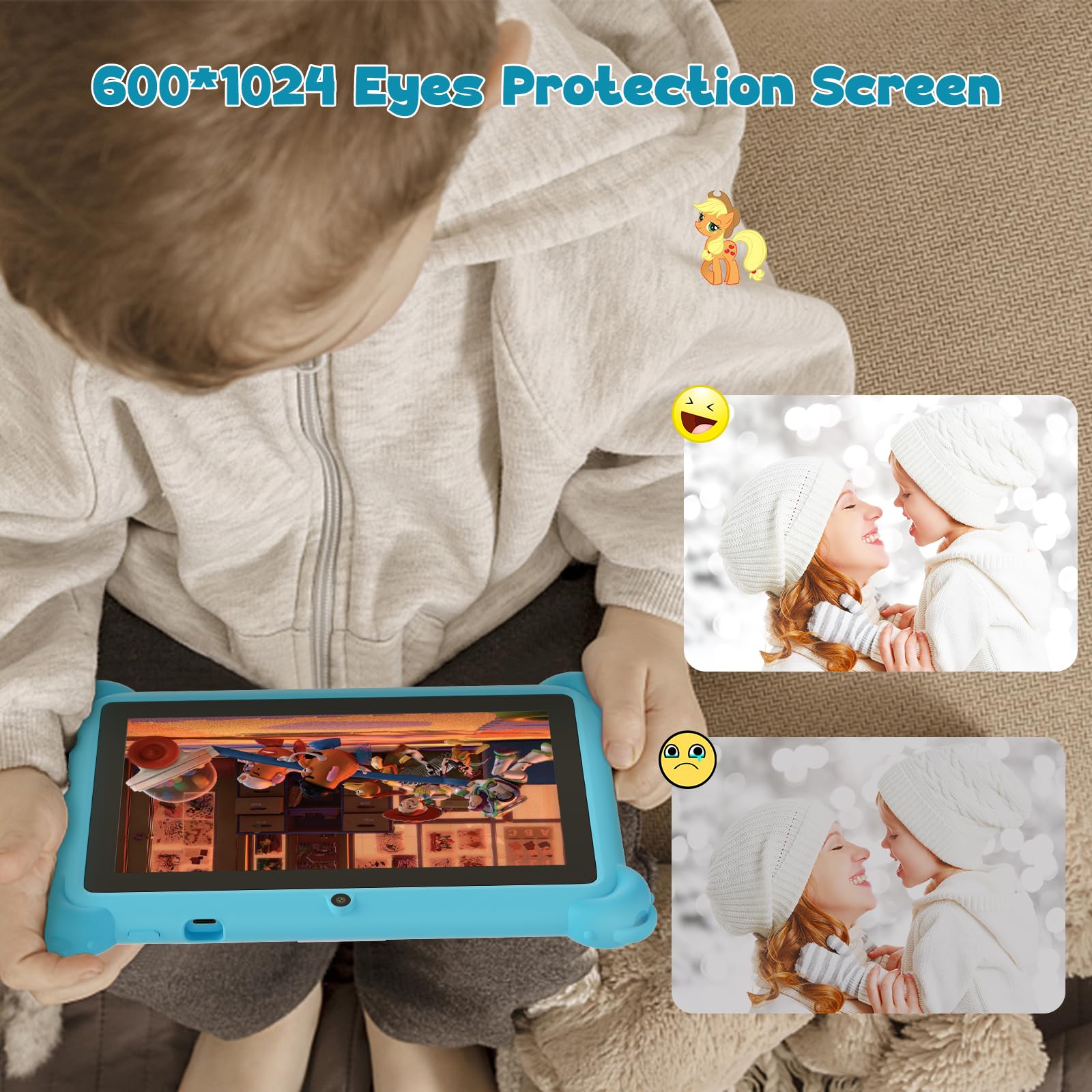Tablette Android 13 Pour Enfants De 7 Pouces, Tablette Éducative Portable Pour Enfants Avec Étui