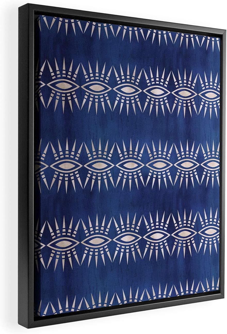 Deny Designs Schatzi Brown Mila Eye Stripe Indigo Black Framed Art Canvas, 8" x 10", Blue