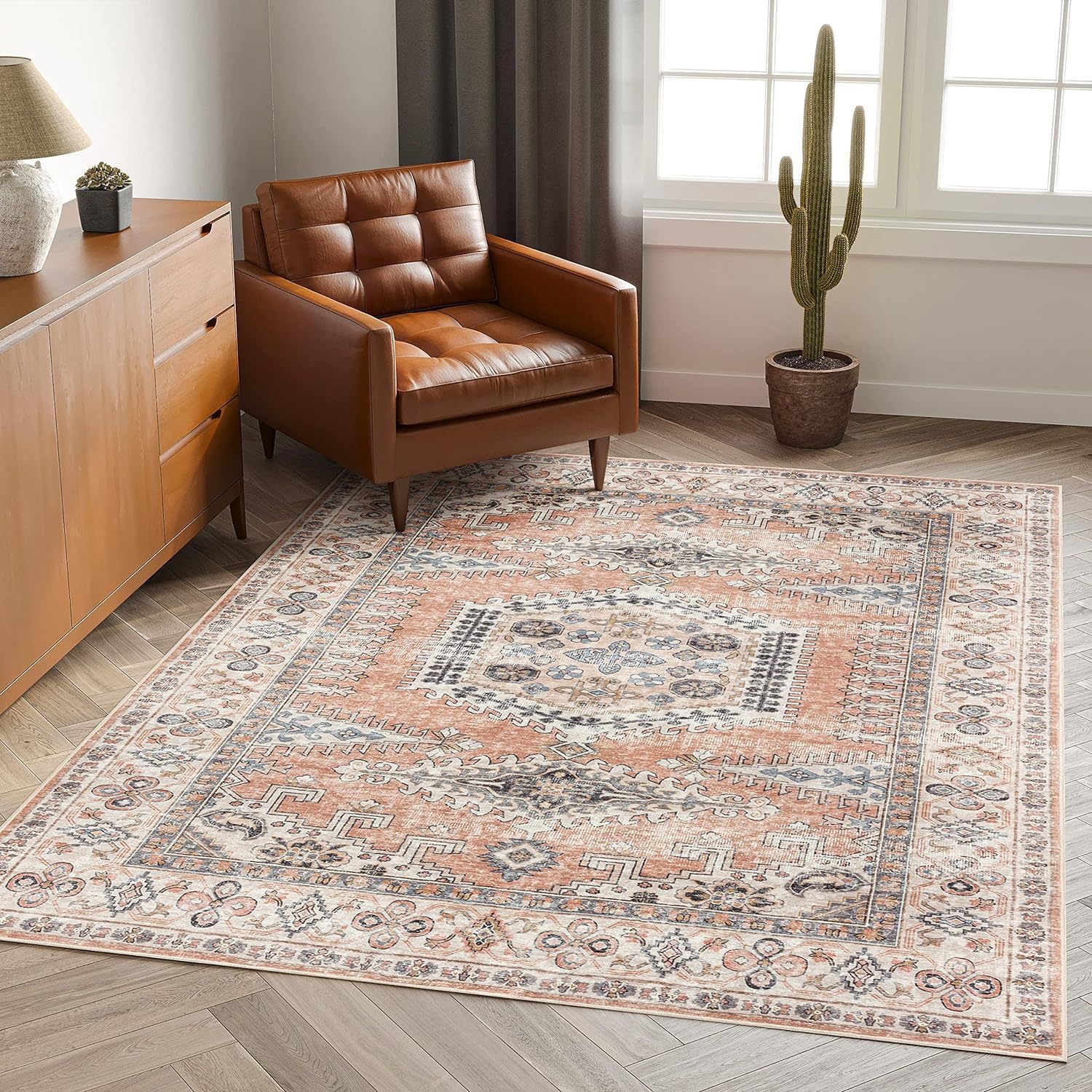 Tapis lavable antidérapant beige 160x200cm doux
