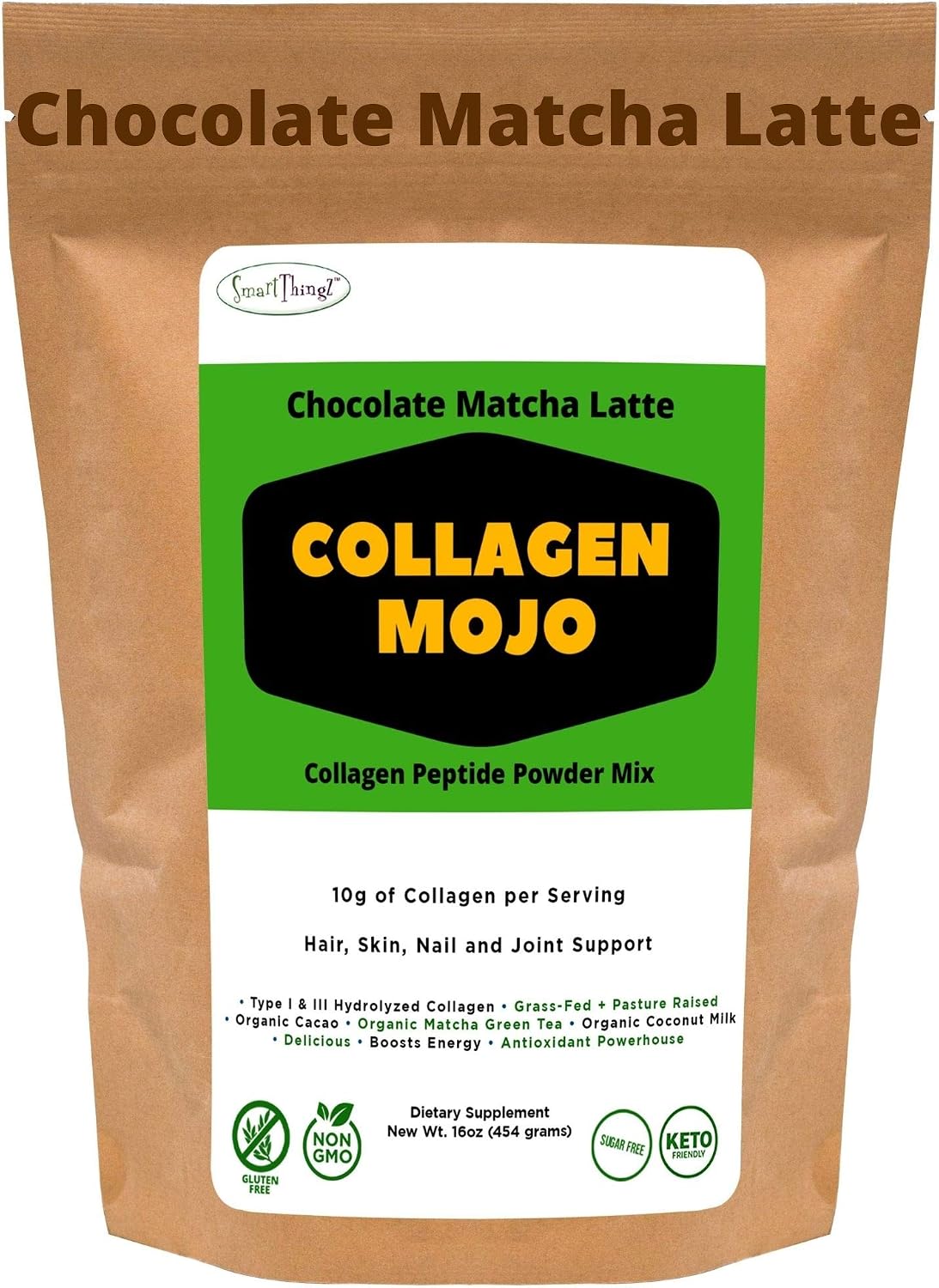 Collagen Mojo Keto Collagen Powder - Creamer for Coffee, Tea, Shakes & Yogurt - Pre & Post Workout- Promote Weight Loss - Hair, Skin, Nail & Joint Strengthener Chocolate Matcha Latte