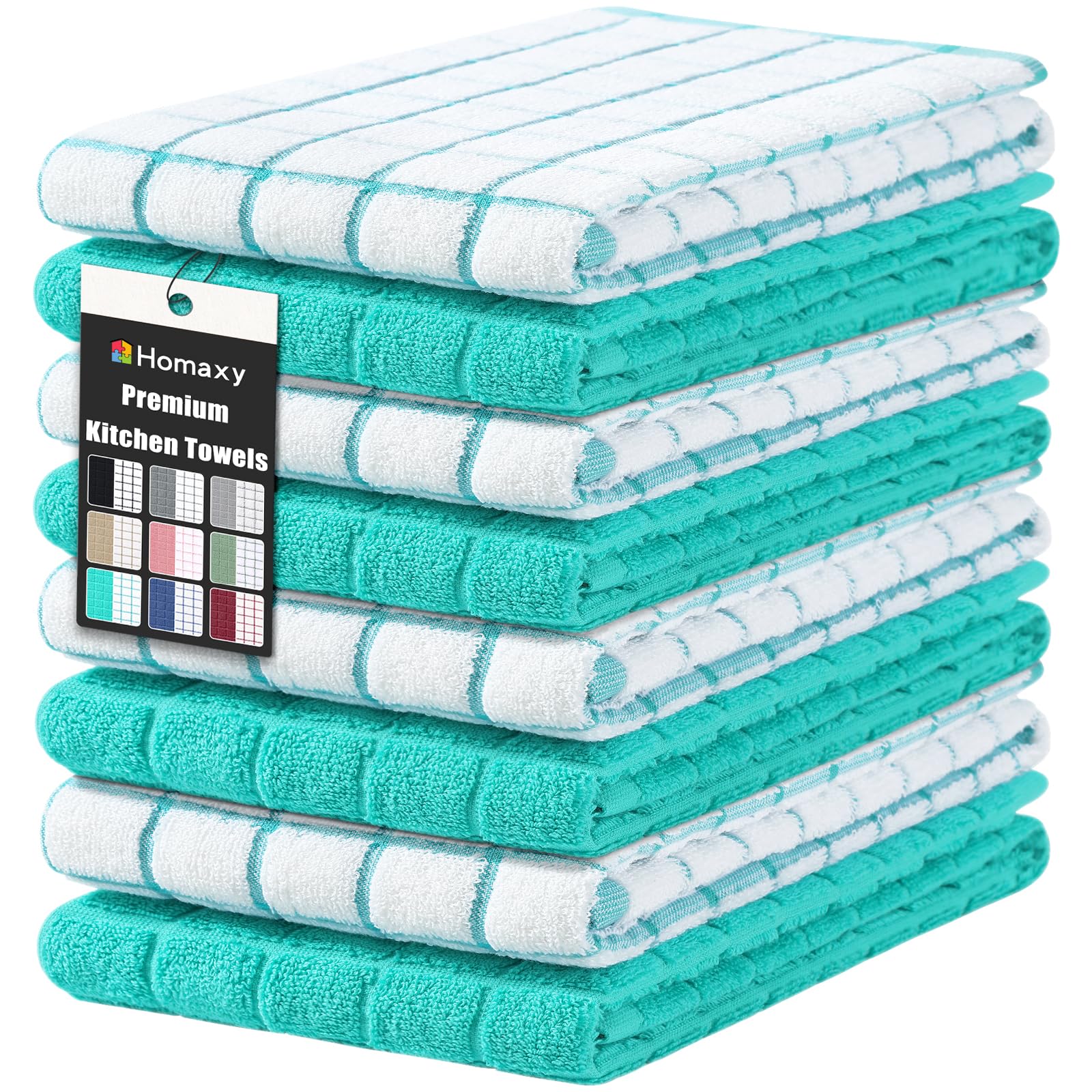 Photo 1 of ***STOCK IMAGE FOR REFERENCE***
Homaxy Premium Cotton Kitchen Towels 16"x 28", Large Natural Ring Spun 390 GSM Dish Towels, Super Absorbent Terry Kitchen Hand Towels, Soft Tea Towels with Hanging Loop, Pure Black Design, 6 Pack