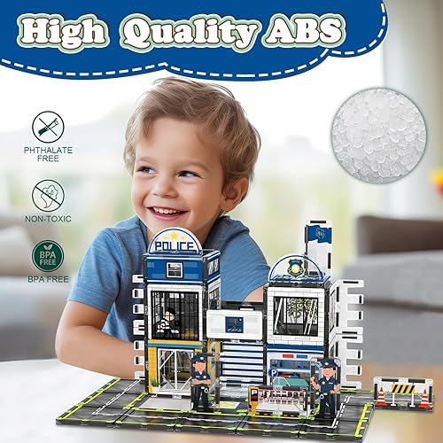 Miniatura 2 de Azulejos magnéticos, juego de 50 bloques de construcción temáticos de estación de policía, bloques de construcción magnéticos y juguetes