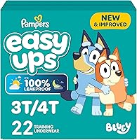 Vista 17 de Pampers Pantalones de Entrenamiento - Easy Ups Niños y Niñas Bluey - Talla 5T-6T, 80 Unidades, Ropa Interior Infantil para el Orinal
