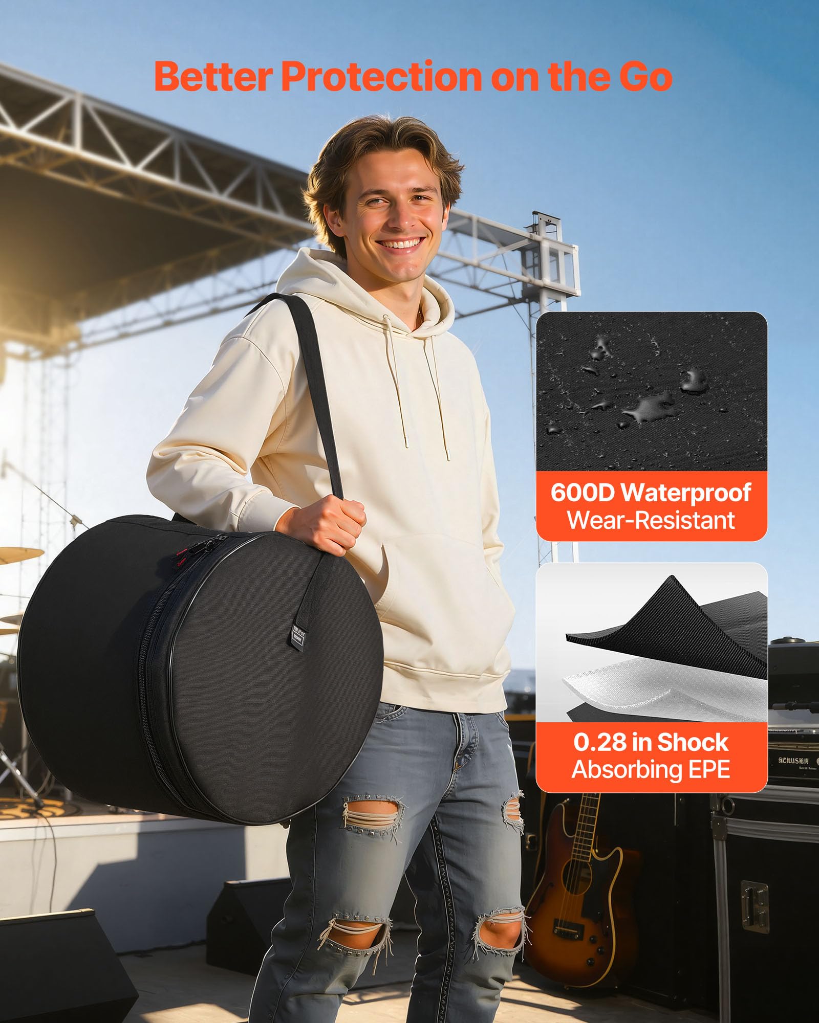 VEVOR Set di Borsa Porta DJ con Divisori Regolabili 5 Pezzi, Borse Imbottite per Batteria, Imbottitura Spessa, Custodie Protettive Leggere, Custodie da Viaggio per Accessori per Batteria