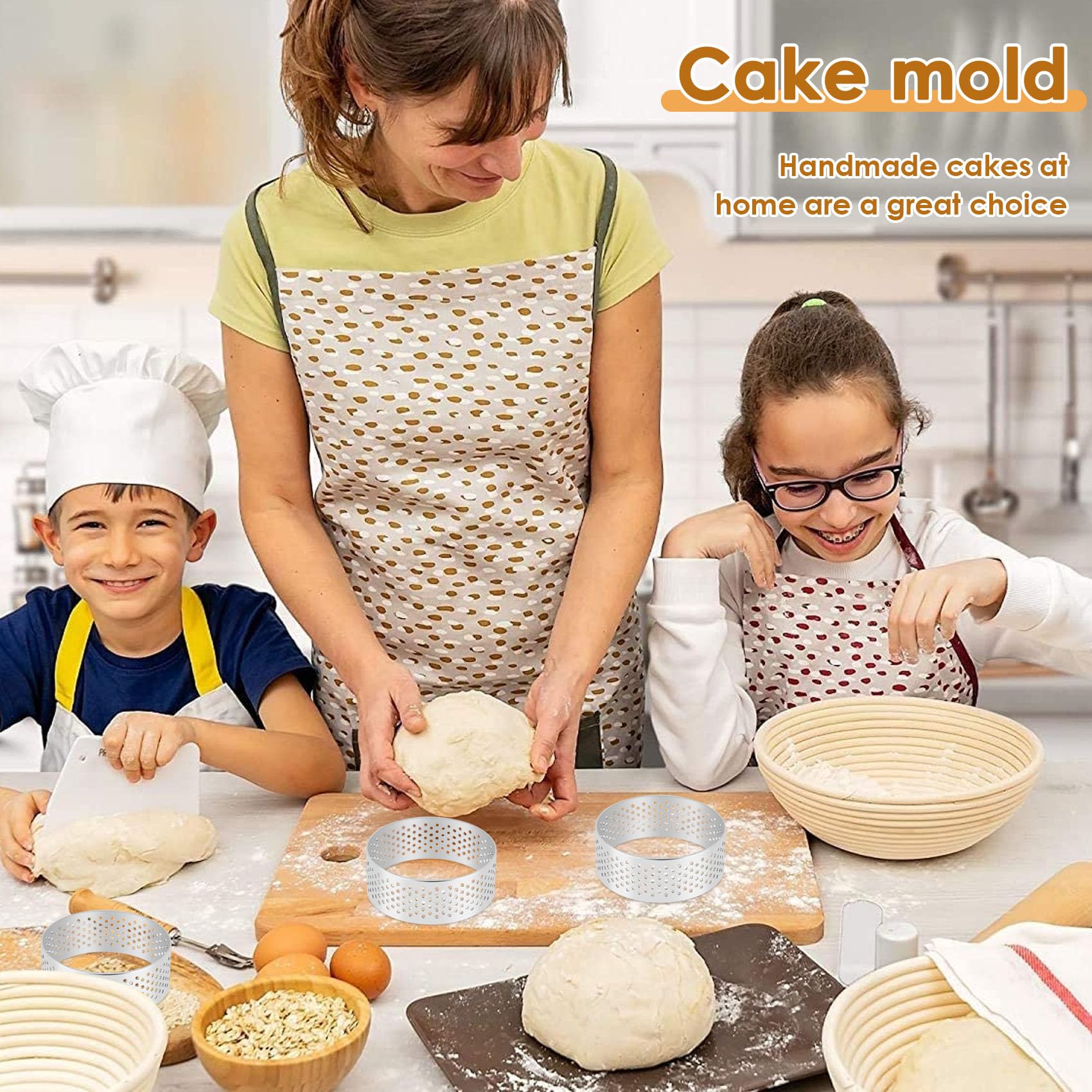 Zestaw 10 pierścieni ze stali nierdzewnej, 5 cm, odporny na wysokie temperatury, perforowany pierścień do ciasta, , okrągły pierścień do pieczenia pączka, narzędzie
