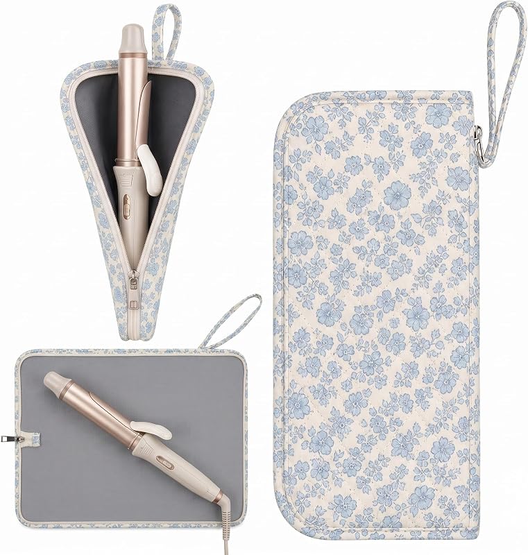 dadop Estojo de Viagem Floral para Ferramentas de Cabelo, com Zíper e Alça de Pulso, 1 unidade