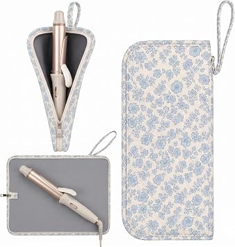 dadop Curling Iron Travel Bag, Heat Resistant Hair Tools Travel Bag with Wrist Strap, Quilted Hot Tools Travel Case for Curling Iron, Flat Iron & Hair Styling Accessories