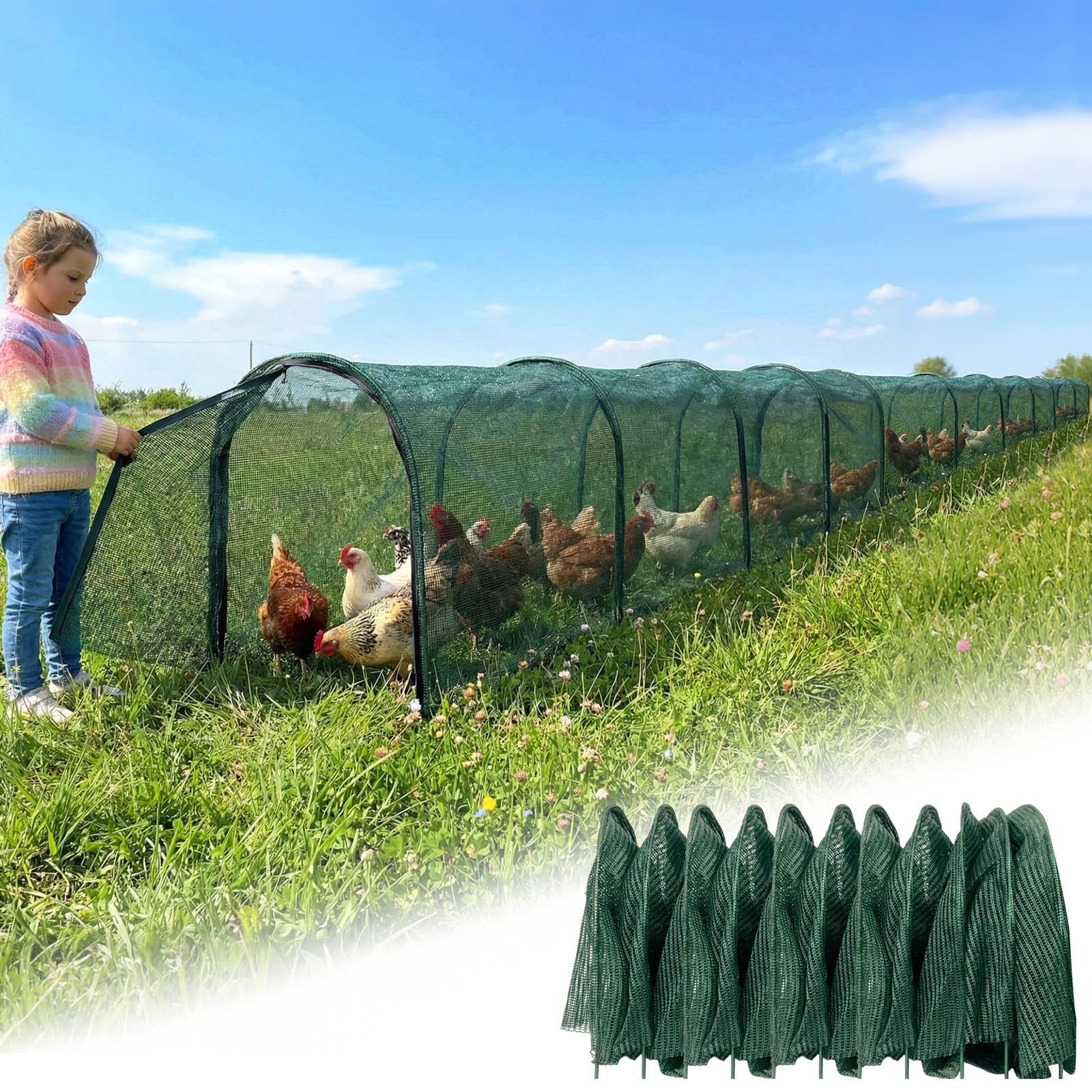 Photo 1 of Hogarjal Foldable Chicken Tunnel Run - Green (79"/157" options)