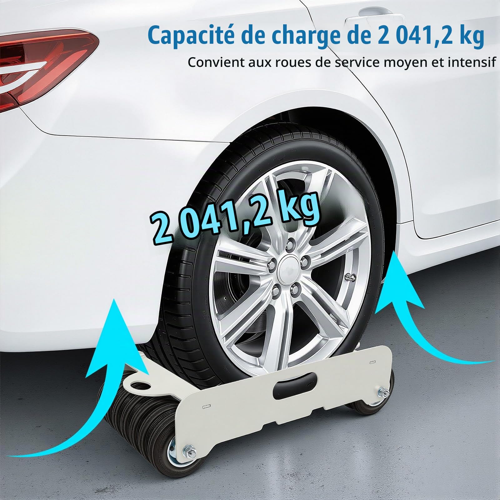 Chariot de Pneu Portable 2041 kg Charge maximale 1 pièce | Pneu de véhicule avec 14 roues – Aide à la manœuvre de voiture pour voiture, camion, ATV – Chariot en acier robuste, argenté