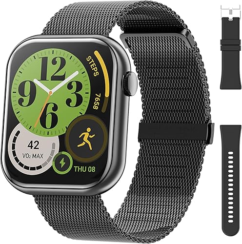 Reloj inteligente para hombres y mujeres (respuestahacer llamada), correa de silicona original, correa de acero de repuesto, monitor de frecuencia