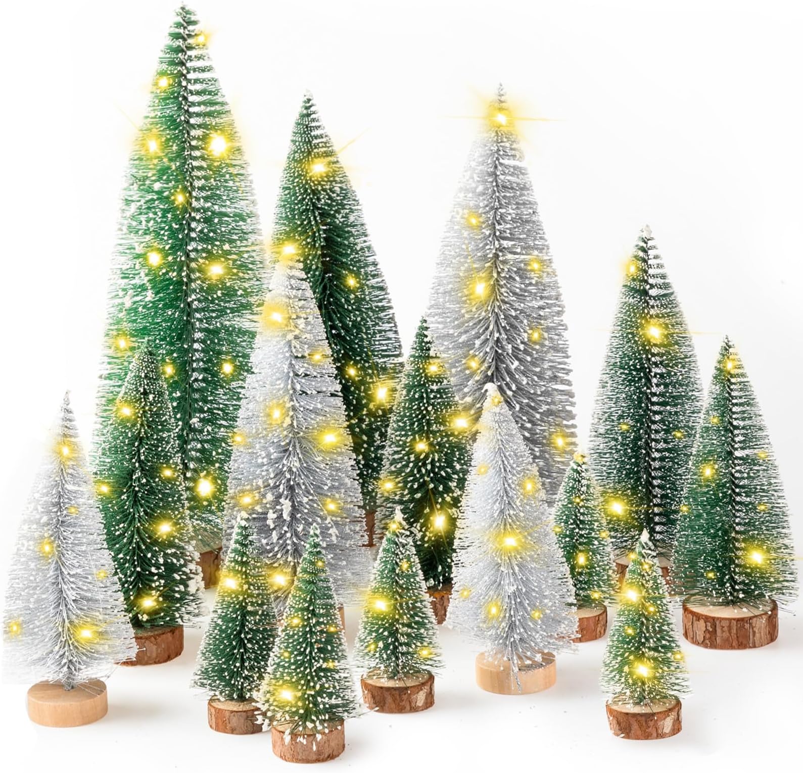 Amazon.com: Hatisan 4pcs Mini Christmas Trees with Light, Artificial ...