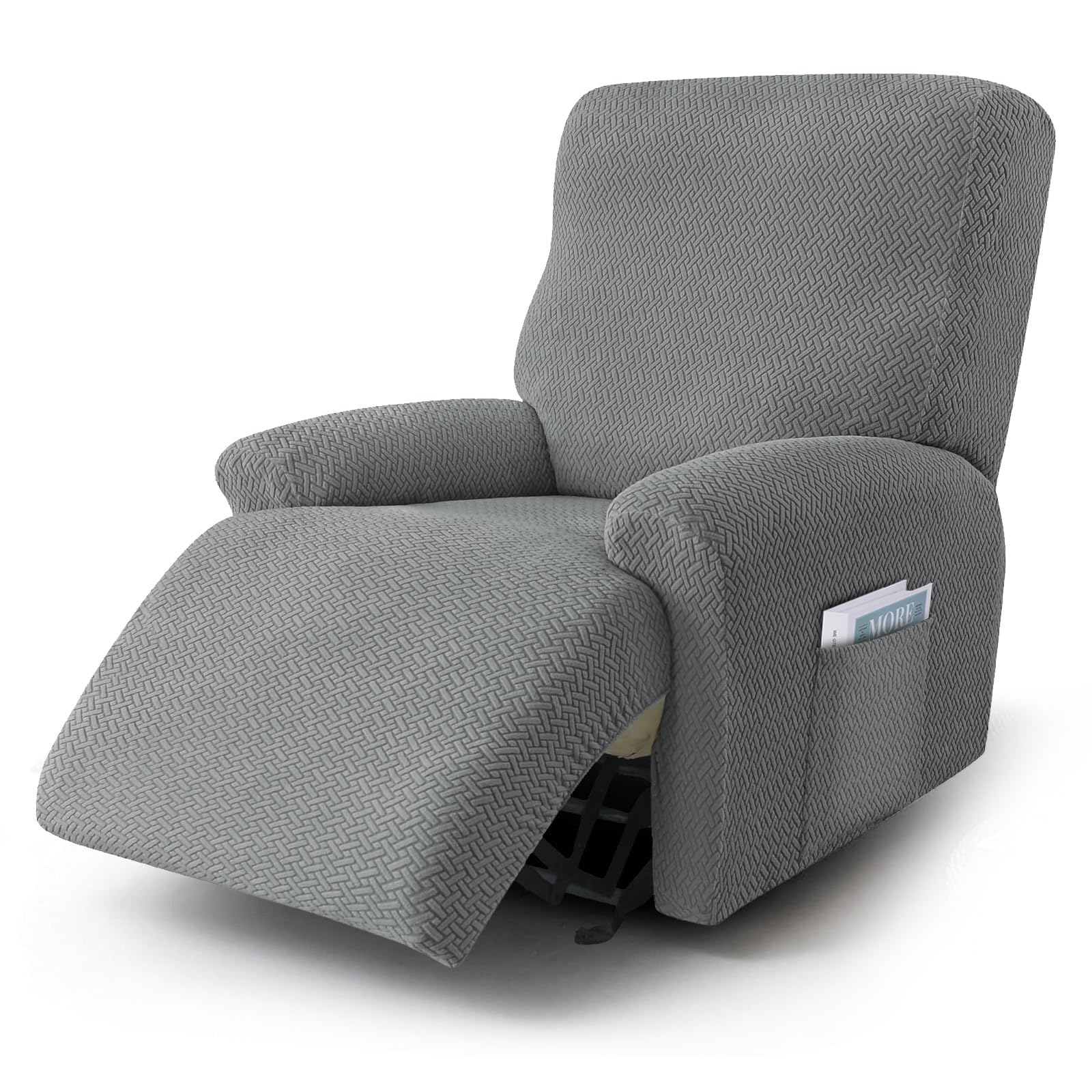 Funda Sillon Relax Reclinable 1 Plaza, Fundas Sillon Relax Elástica con Bolsillos, Funda Sillon Antideslizante, Funda Butaca Reclinable para Sofá de Televisión, Protector de Muebles Lavable