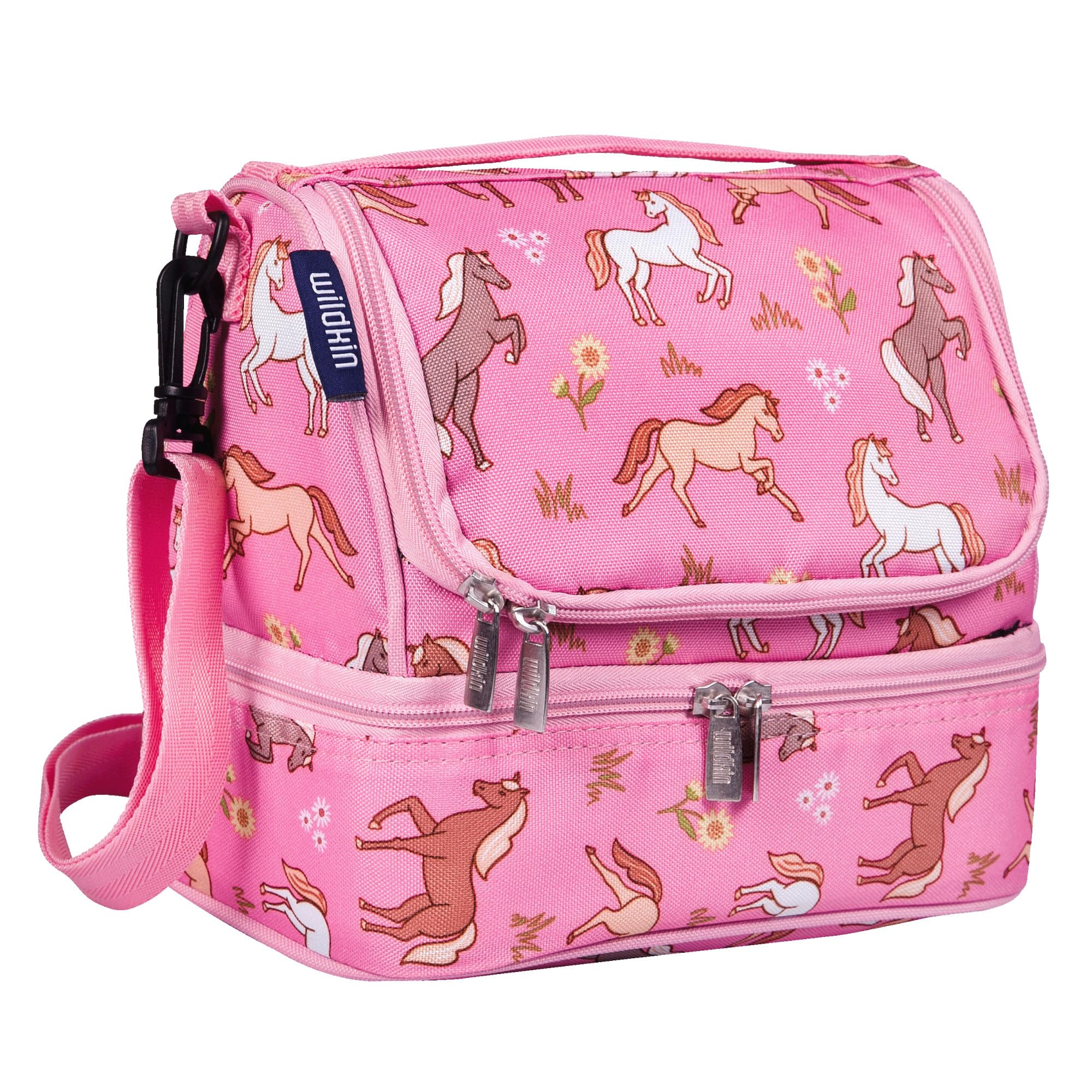 Wildkin Two Compartment Insulated Lunch Bag for Boys & Girls, Perfect for Early Elementary Lunch Box Bag, Ideal Size for Packing Hot or Cold Snacks for School & Travel Lunch Bags (Wild Horses)