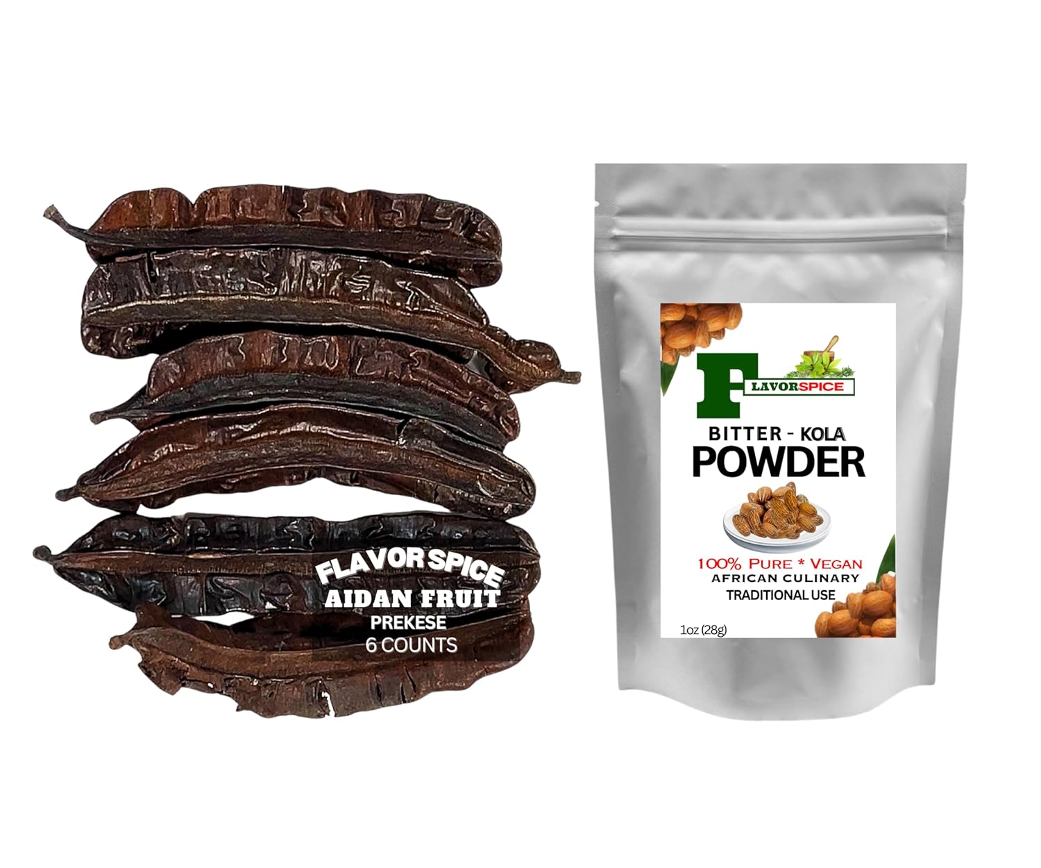 6 Counts 6.8oz | With Flavor Spice Premium | African Bitter Kola Nut Powder 1oz | Culinary and Traditional Use