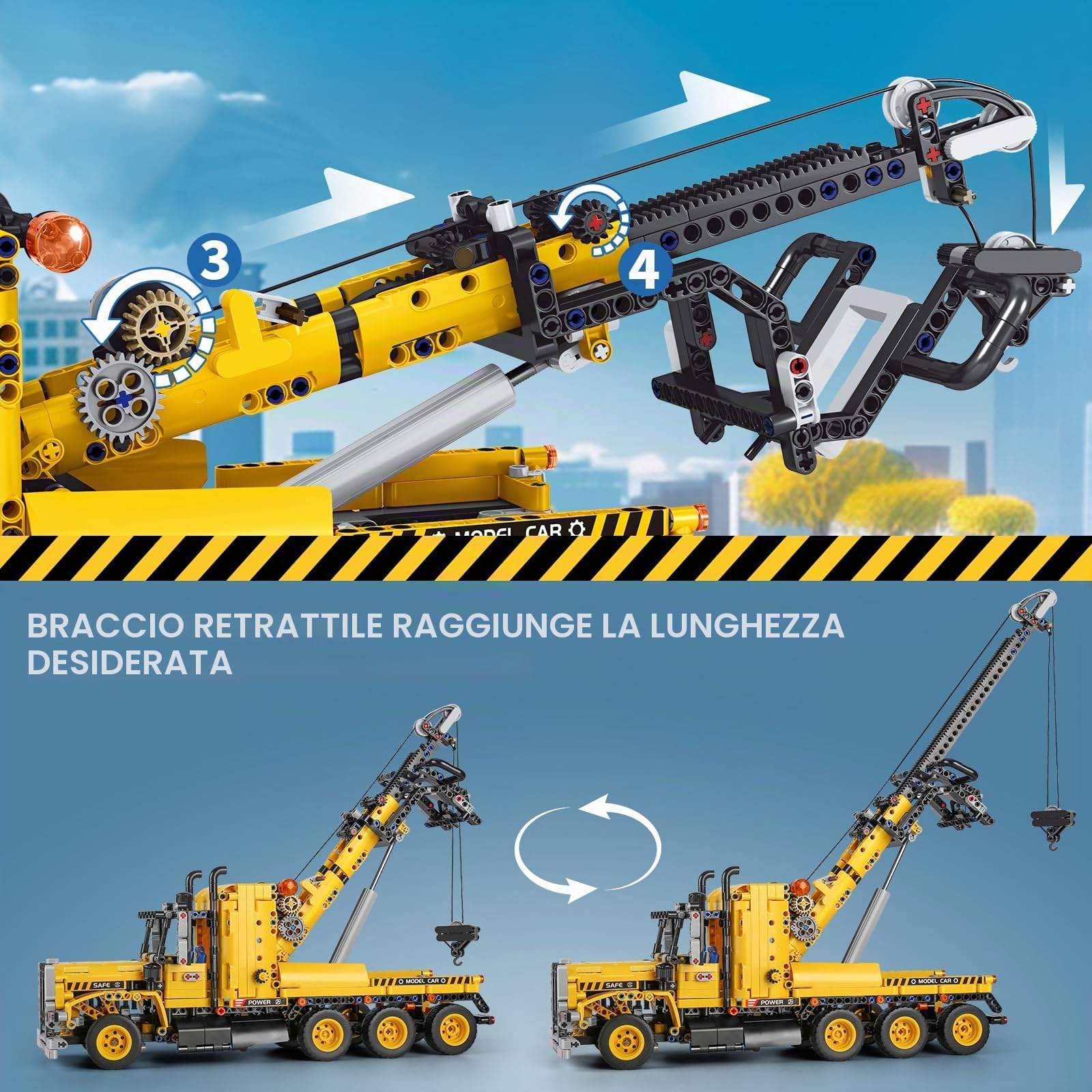 Mould King 17011 Technik Gru, Camion Giocattolo, 1250 Parti Ingegneria Series Set di Costruzioni con Veicoli da Cantiere, Trailer Costruzioni Veicolo di Design