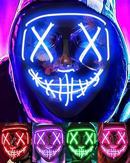 Halloween Mask, LED Light up Purge Mask, Purge Mask Costume,Halloween Masks costume for Men Women Kids