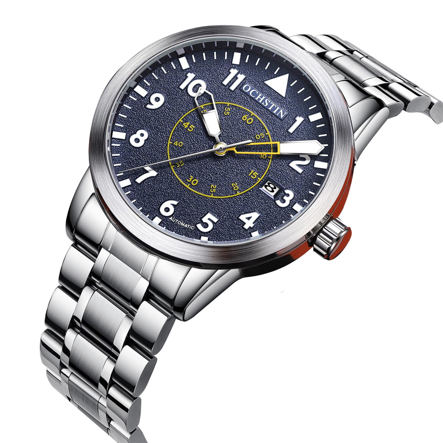 Orologio Meccanico Automatico da Uomo a Carica Automatica Datario Militare Sportivo da Uomo con Cinturino in Pelle/Acciaio Inossidabile