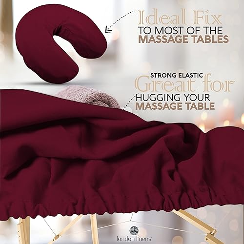 Miniatura 10 de LONDON LINENS Juego de sábanas de microfibra suave para mesa de masaje, juego de 3 piezas, incluye funda para mesa de masaje, sábana bajera