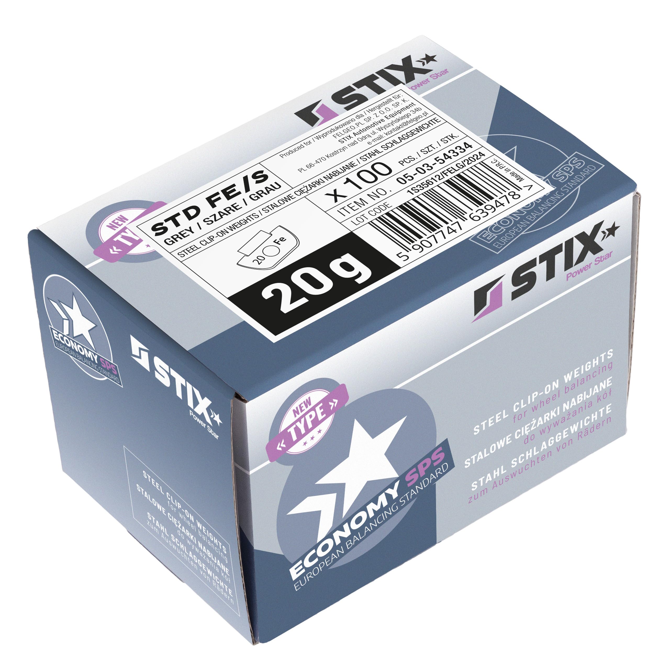 Stix Lot de 100 Masses d’équilibrage 20g en Acier FE/S pour Jantes Acier (2kg)
