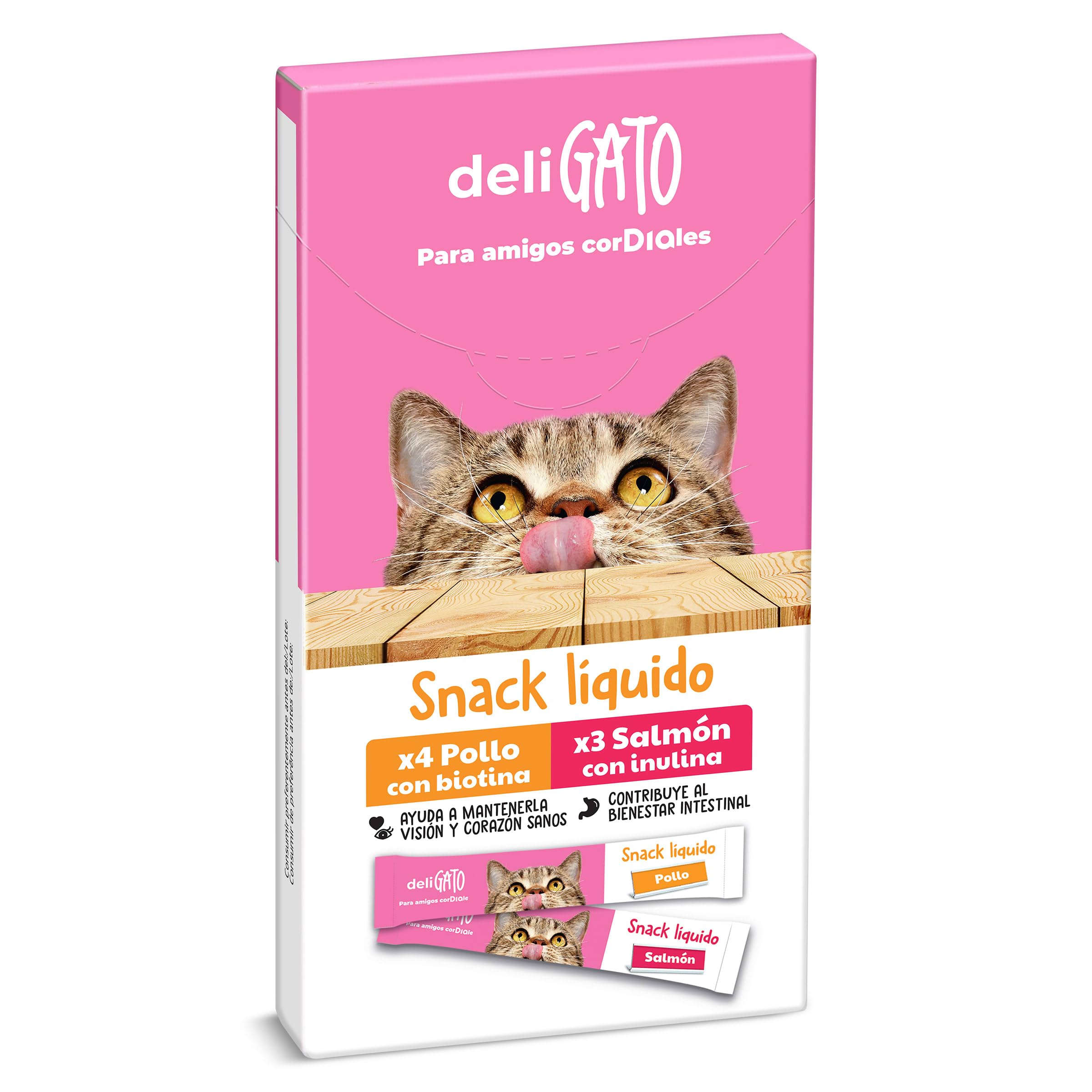 Snack para Gatos líquido de Pollo y salmón Deligato Bolsa 105 g