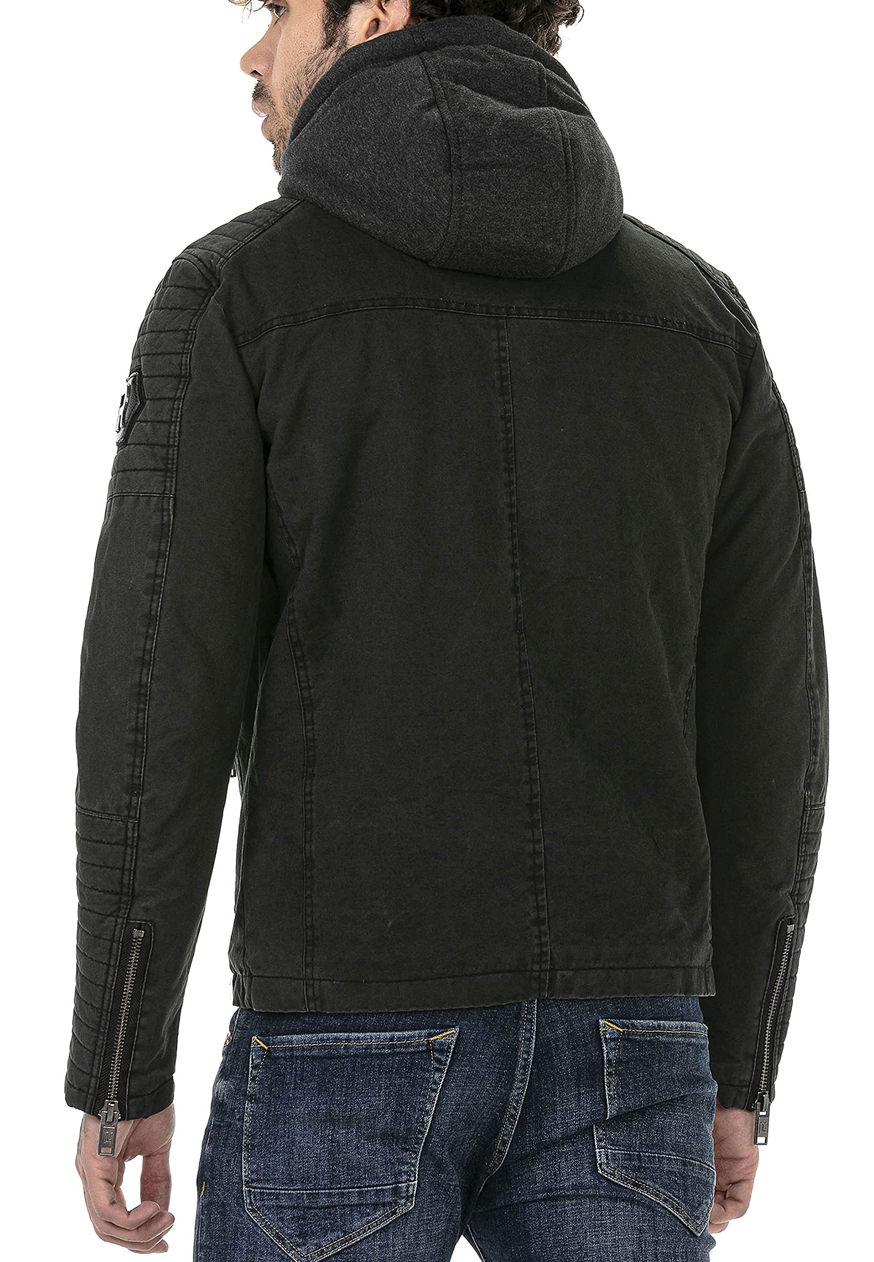 RED BRIDGE Jacke für Herren Winterjacke Übergangsjacke mit Kapuze Gesteppt Biker-Jacke
