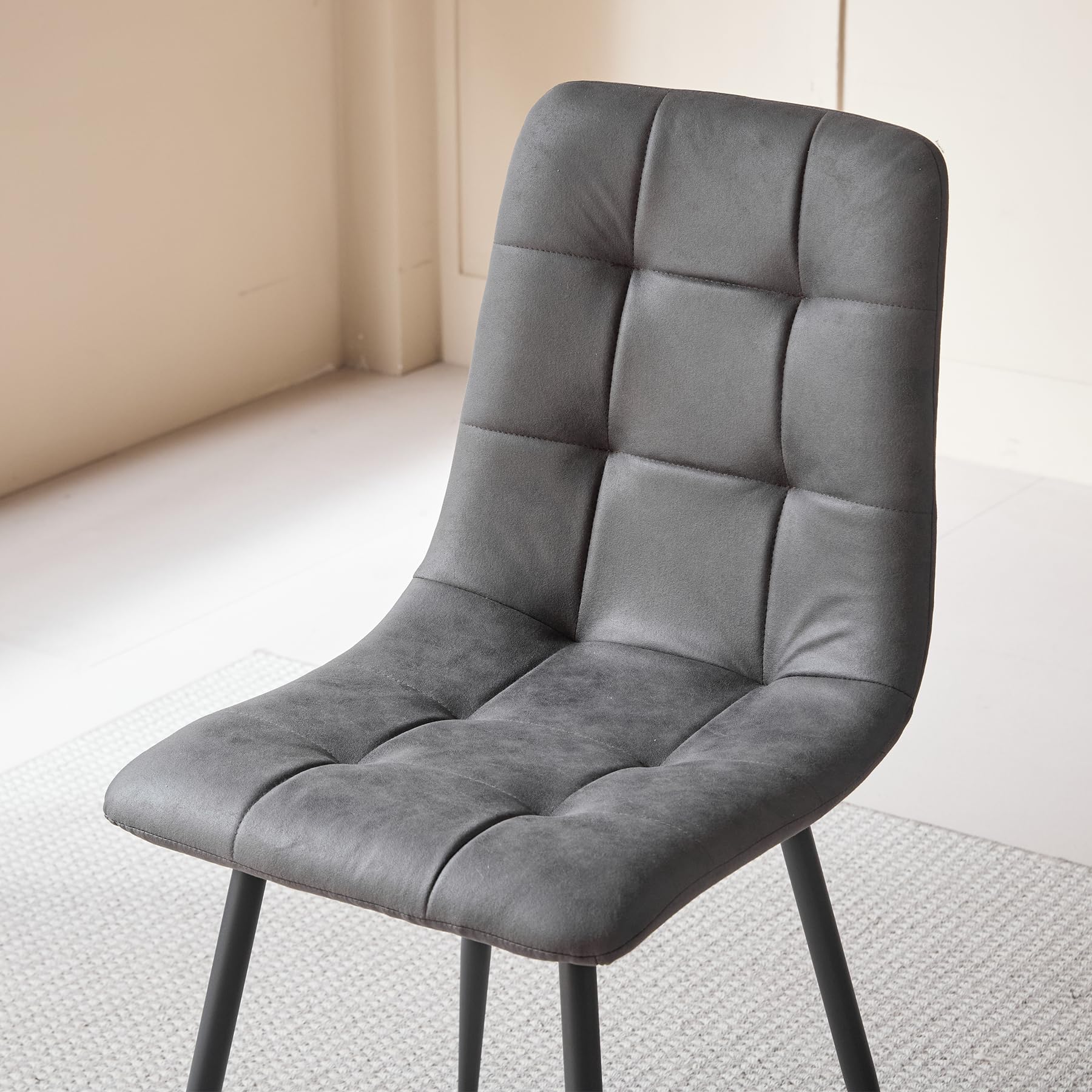 DEYARNA Ensemble de salle à manger 5 pièces ronde 100 cm 4 chaises cuir synthétique cuisine salon balcon restaurant bureau (couleur bois clair + gris foncé)