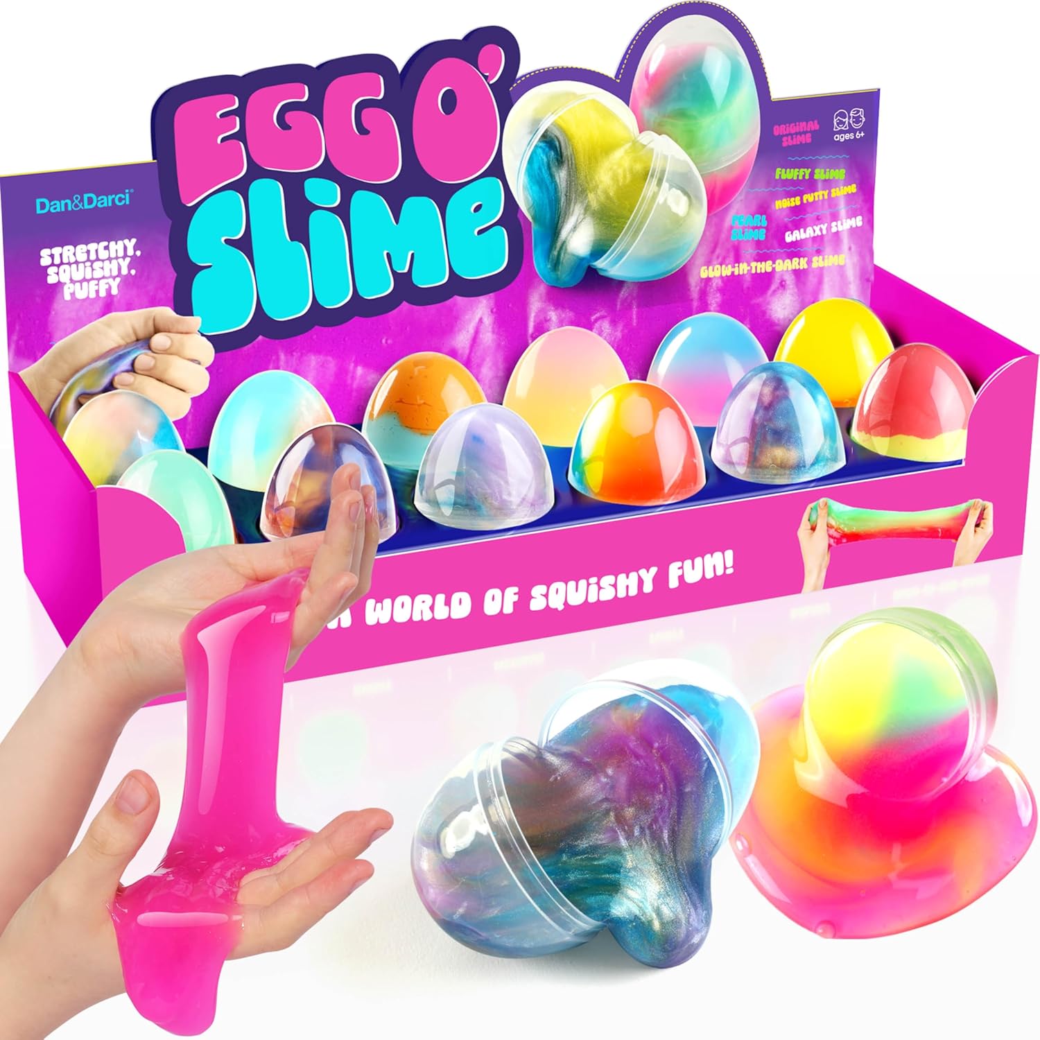Dan&Darci Slime Eggs for Kids - Easter Basket Stuffers for Kids 4-8, 8-12 - 4 5 6 7 8 9 10 Year Old Girl Birthday Gifts - Girls Toys Age 4-5 - Bulk Slimes Pack - Return Gifts for Boys - Prize Box