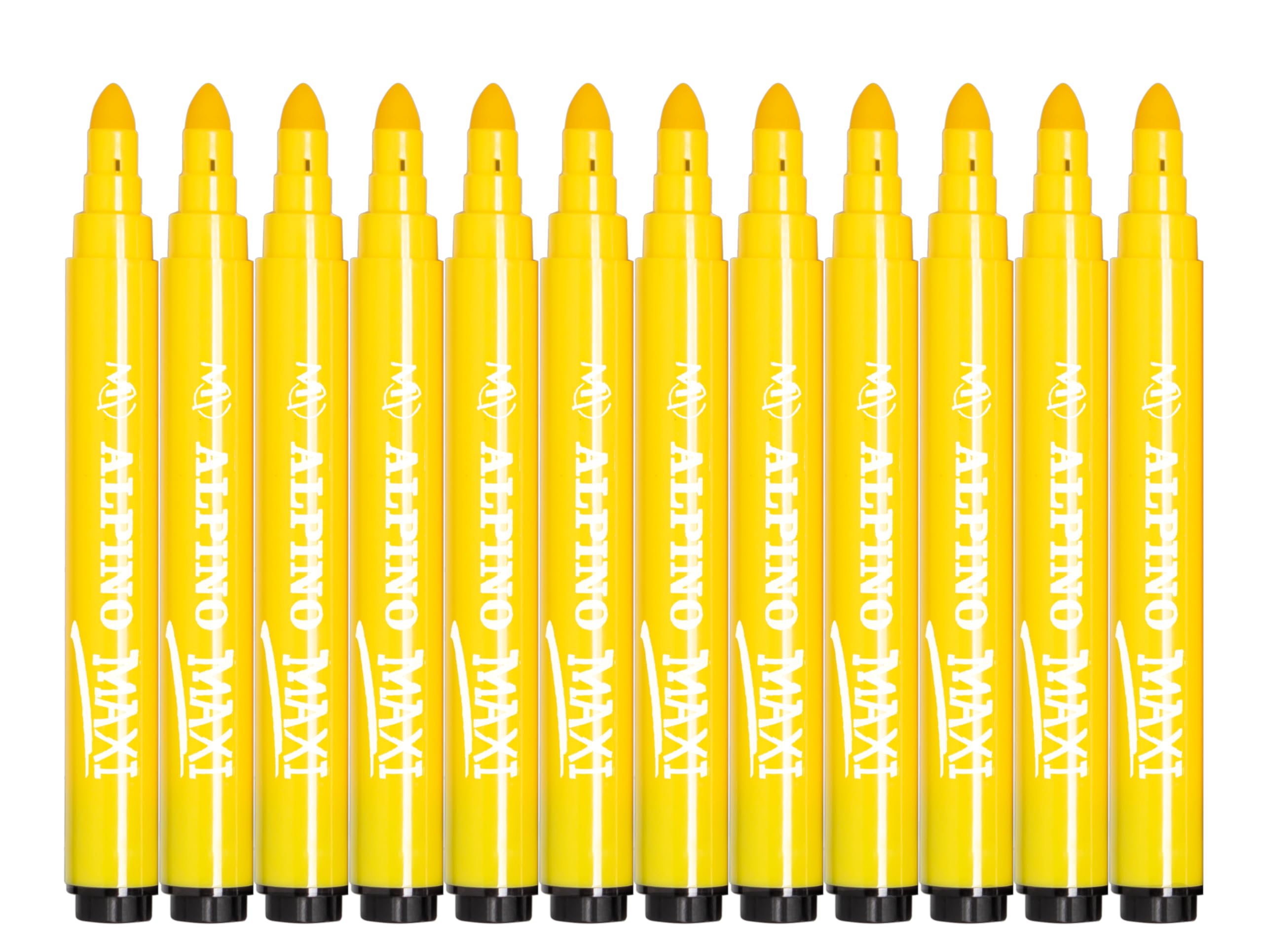 Alpino - Étui de 12 feutres maxi bleu foncé | Super lavables pour enfants | Super brillants scolaires | Pointe épaisse 5,7 mm | Longue durée et