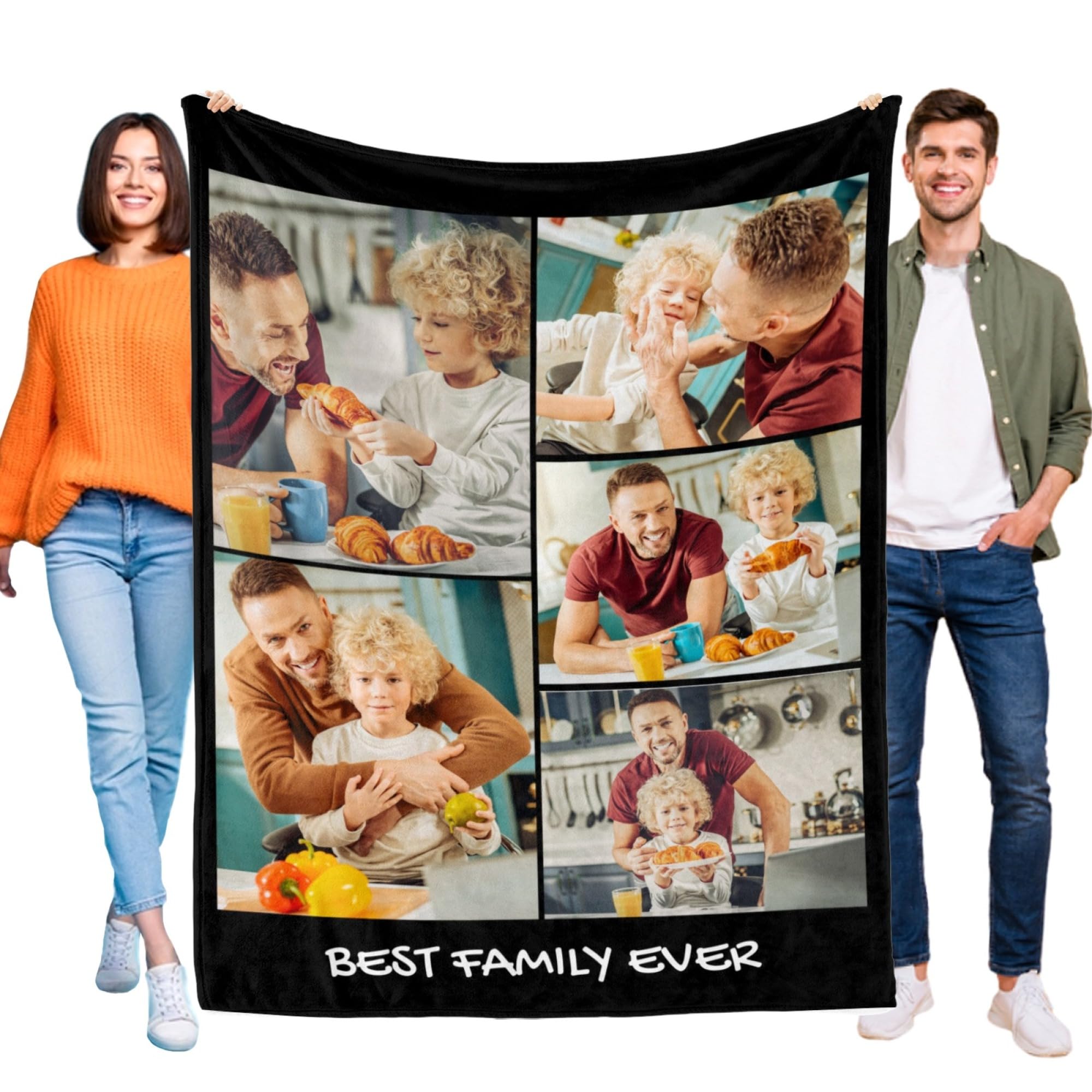 D-Story Custom Blanket with Photos Text Personalized Blankets and Throws Customized Fleece Picture Blanket for Adult Kid Funny Birthday Gifts for