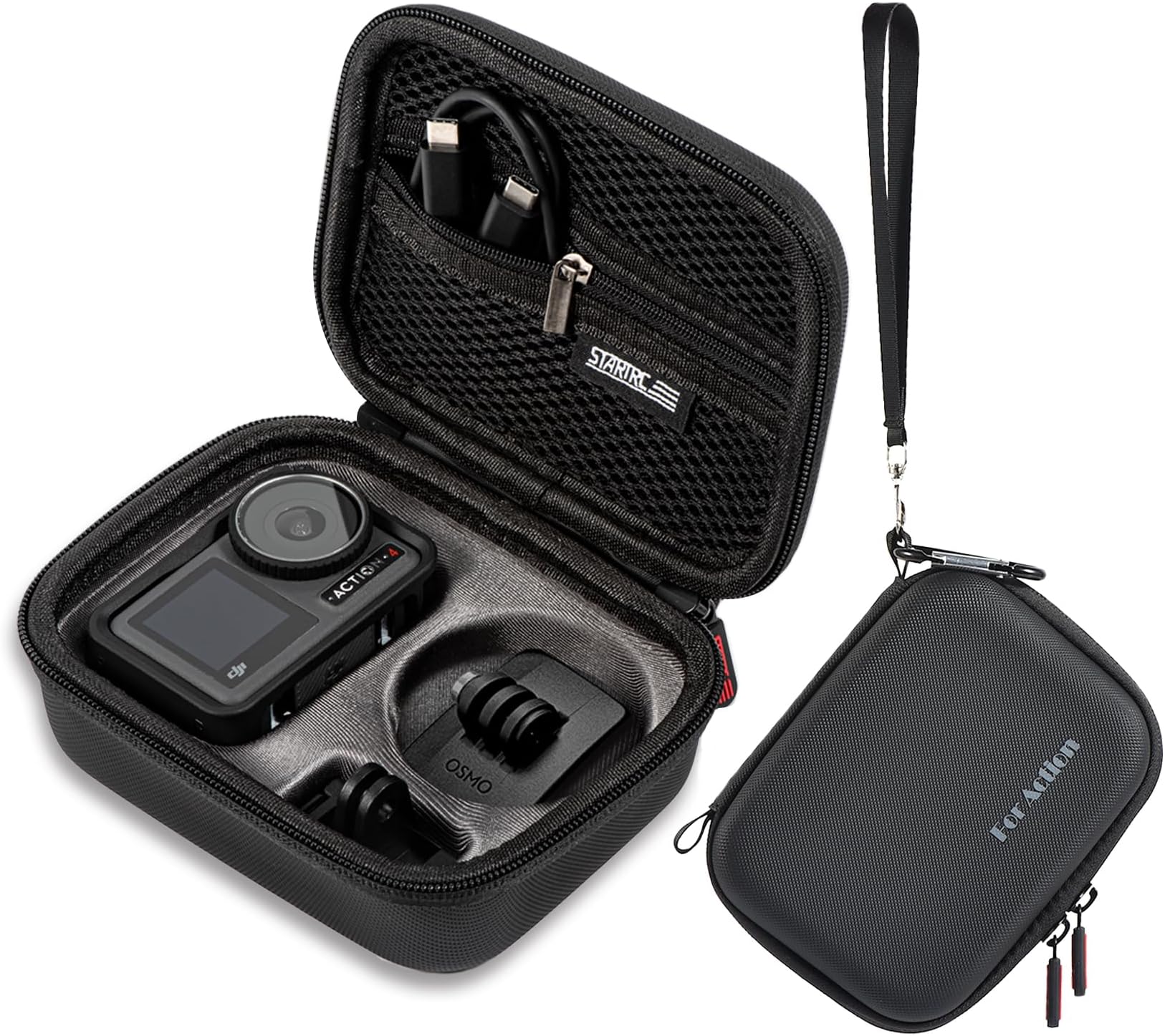 AIJUNCT Carrying Case for DJI Osmo Action 4 / Action 3 Standard Combo Camera. PU Leather Travel & Storage Bag Compatible with DJI Osmo Action 4 / Action 3 Standard Combo Accessories.