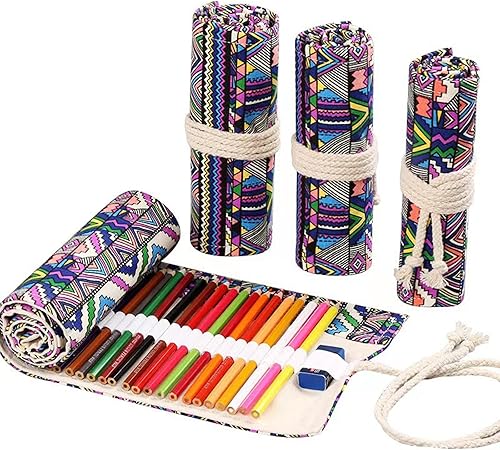 Maydahui Estuche enrollable de lona para lápices de colores con 244872 ranuras, organizador portátil para lápices de color para artistas y dibujo