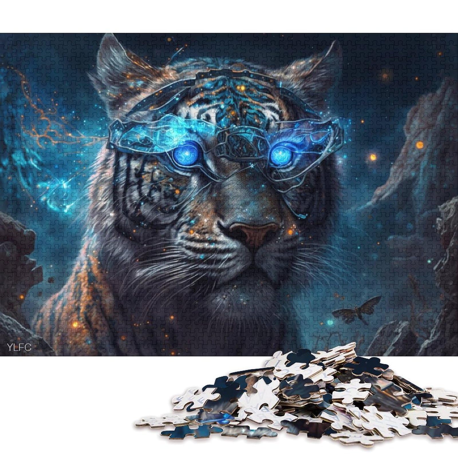 Jigsaw Puzzles for Adults Tiger Warrior 1000 Piece Jigsaw Puzzle Wooden Puzzle Adults And Children Educational Toys 75 * 50cm/1000pcs