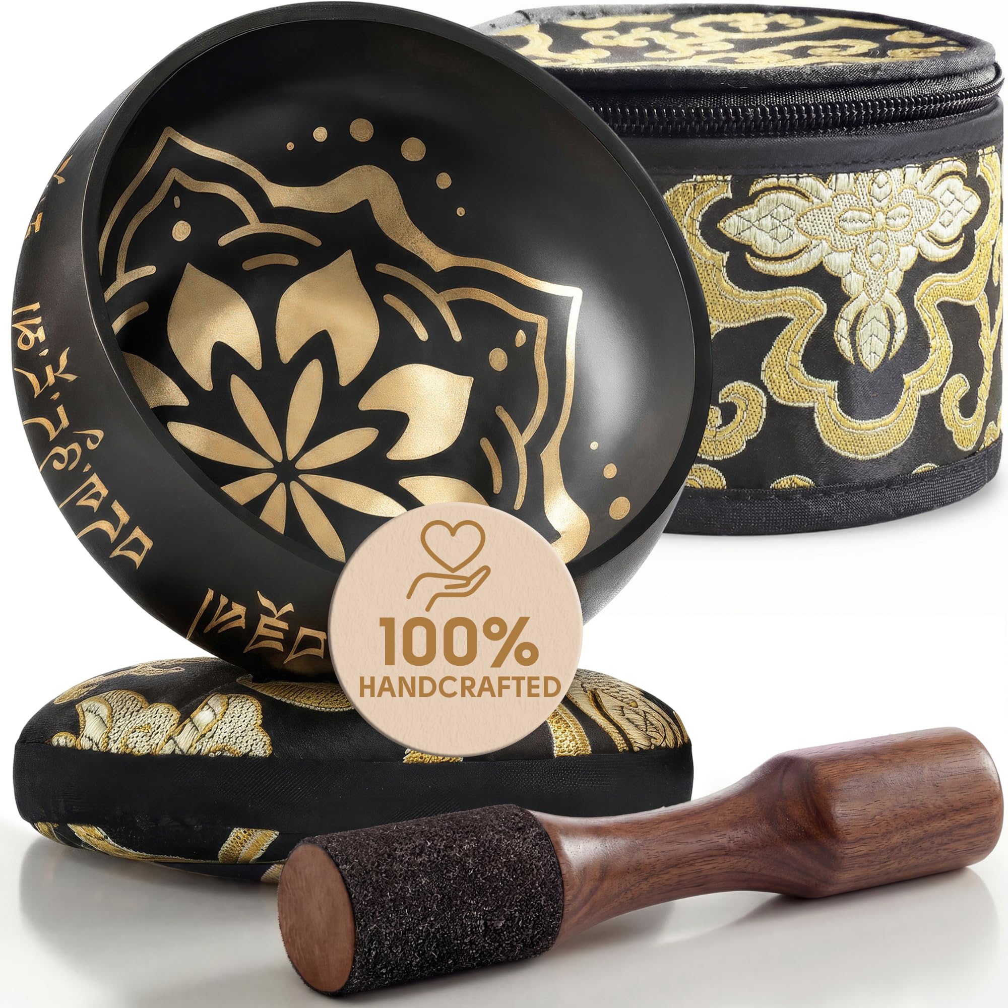 Silent Mind Tibetan Singing Bowl Set – Easy to Play &amp; Beginner Friendly Meditation Bowl with Cushion, Mallet &amp; Case | Stress Relief &amp; Mindfulness | Gift-Ready