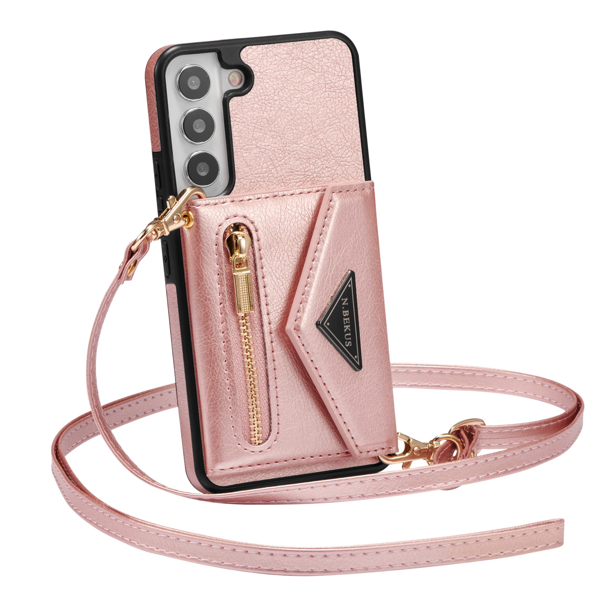 ZCDAYECase for Samsung Galaxy S23 Ultra, Samsung S23 Ultra Wallet Phone Case, Premium Leather Phone Case for Samsung S23 Ultra - Rose Gold