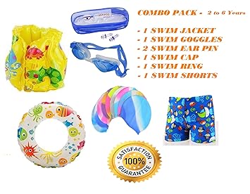 Baby & Sons Boys / Girls / Kids Swimming Kit (2 Years to 5 Years) Combo Pack (Color/Design May Vary) (4-6 Years)
