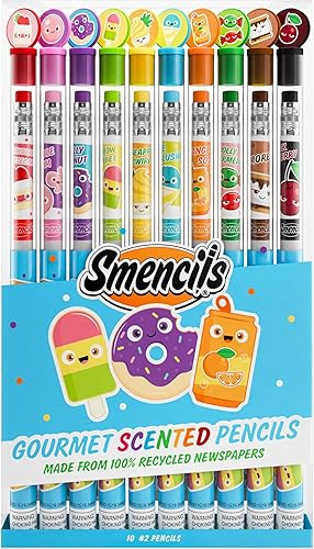 Miniatura 2 de Smencils - Lápices de grafito perfumado HB 2 hechos de periódicos reciclados 10 unidades regalos para niños suministros escolares