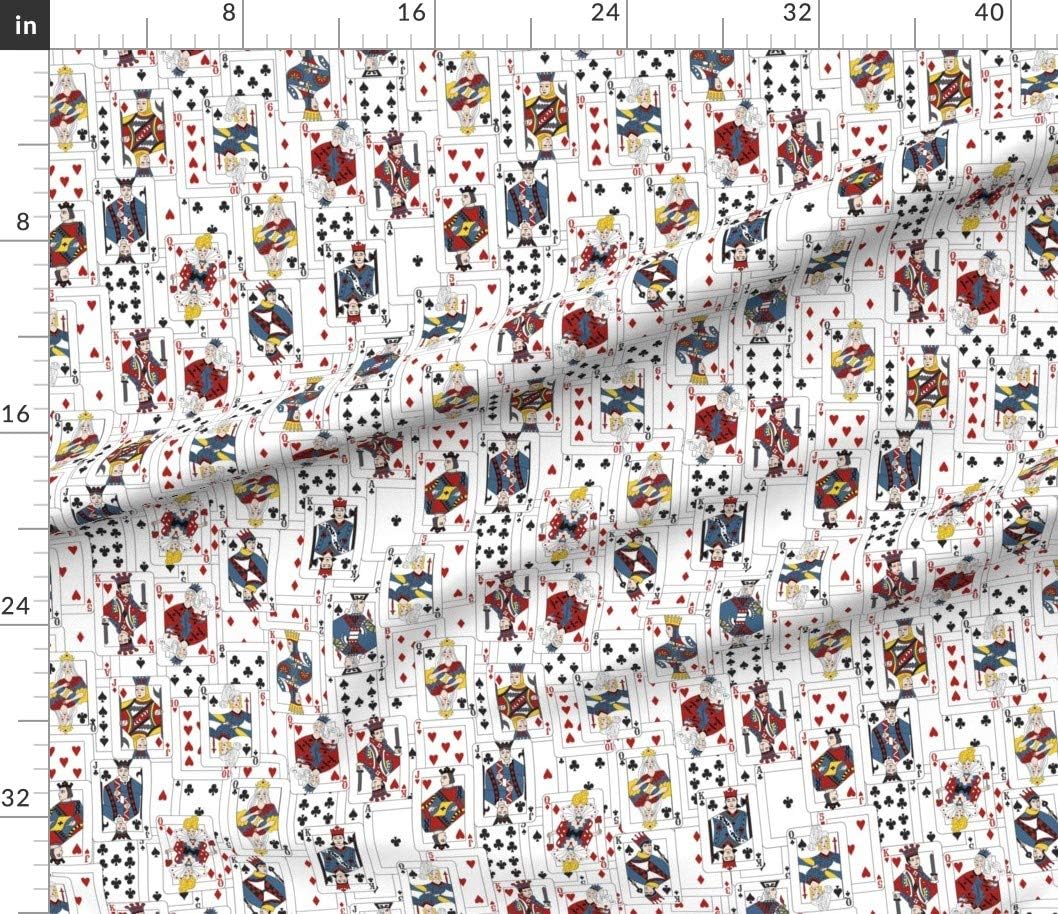Spoonflower Fabric - Whole Deck Cards Queens Kings Playing Casino Printed on Petal Signature Cotton Fabric by The Yard - Sewing Quilting Apparel Crafts Decor