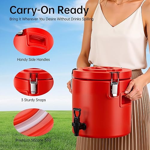 Miniatura 5 de Dispensador de bebidas aislado de 2.64 galones, servidor de bebidas calientes y hielo con interior de acero inoxidable 304 y espita para té