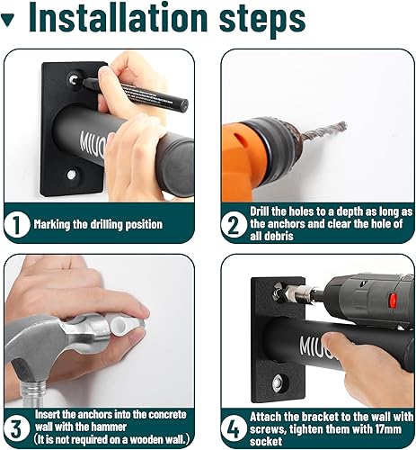 Miniatura 6 de Soporte para placa de peso, soporte de peso montado en la pared para discos de peso olímpicos de 2 pulgadas, paquete de 4 organizadores de gimnasio