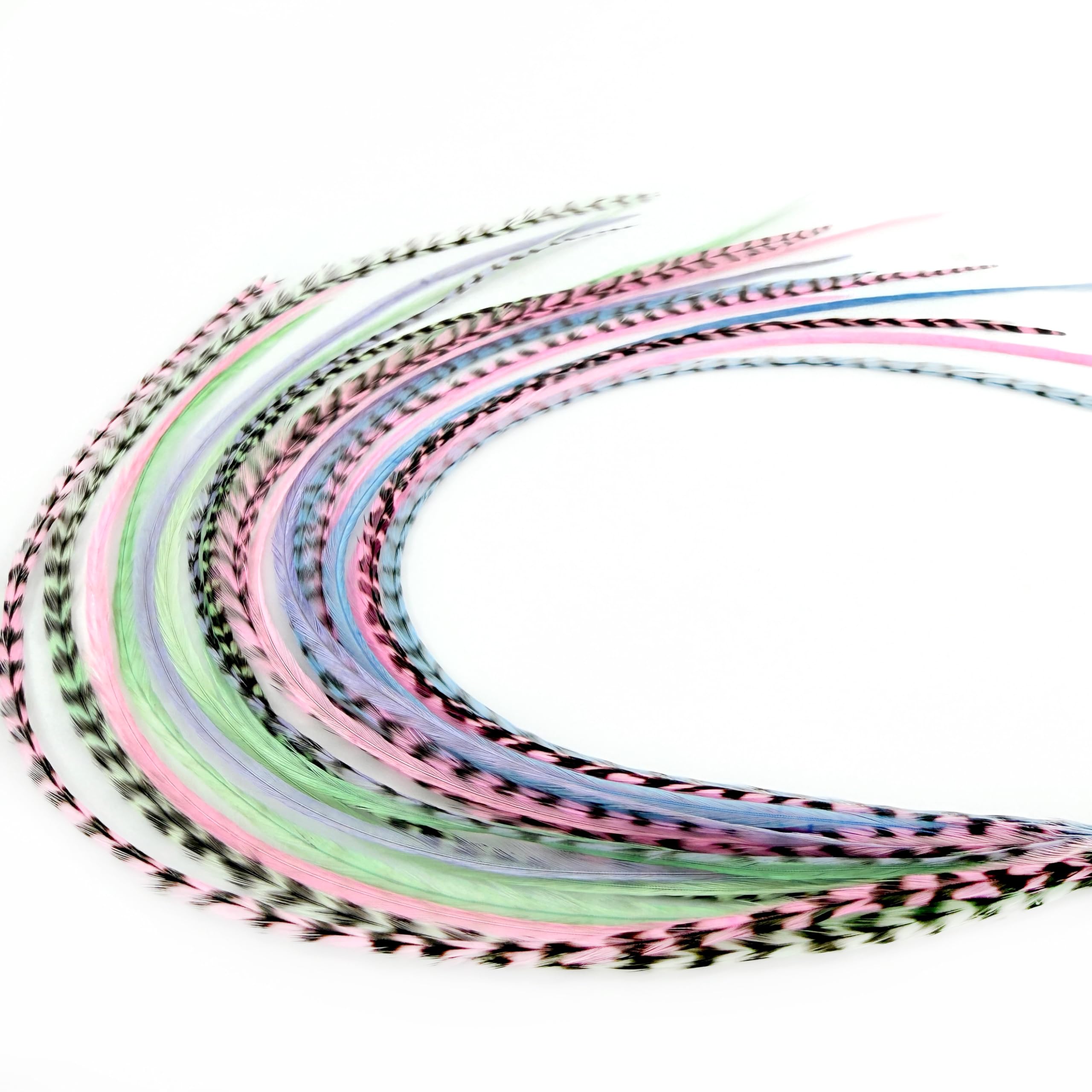21 extension per capelli color pastello, lunghezza 22,9 cm - 35,6 cm, kit fai da te con 20 micro perline di collegamento, 100% piume vere, stile boho accattivante (pastelli)